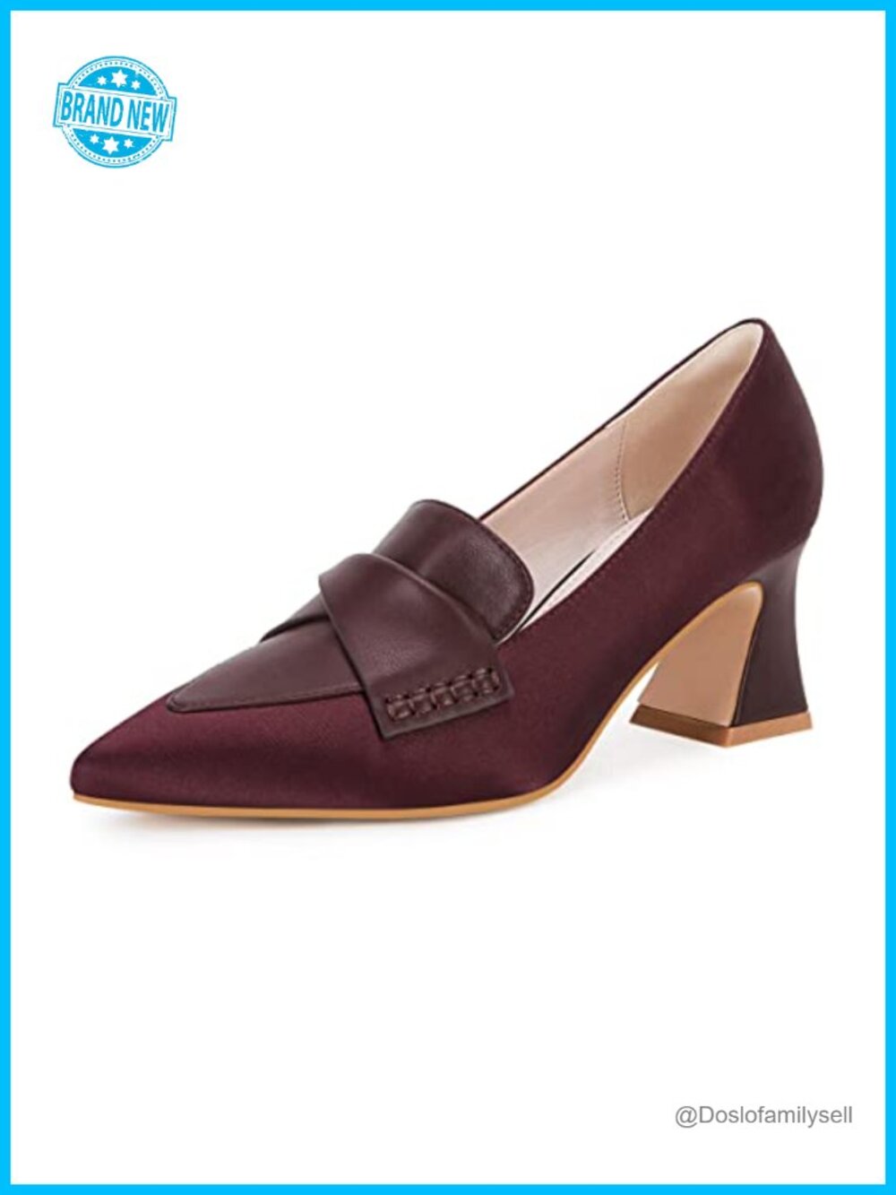 Women's Chunky Block Low Heels Pumps Stitching Retro Work Office Dress Shoes